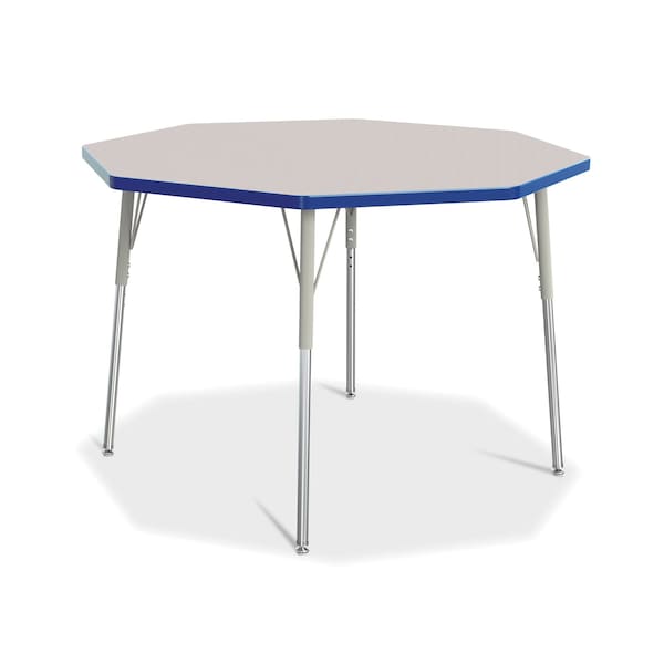Jonti-Craft Berries Octagon Activity Table, 48 in. x 48 in., A-height, Freckled Gray/Blue/Gray 6428JCA003 - main